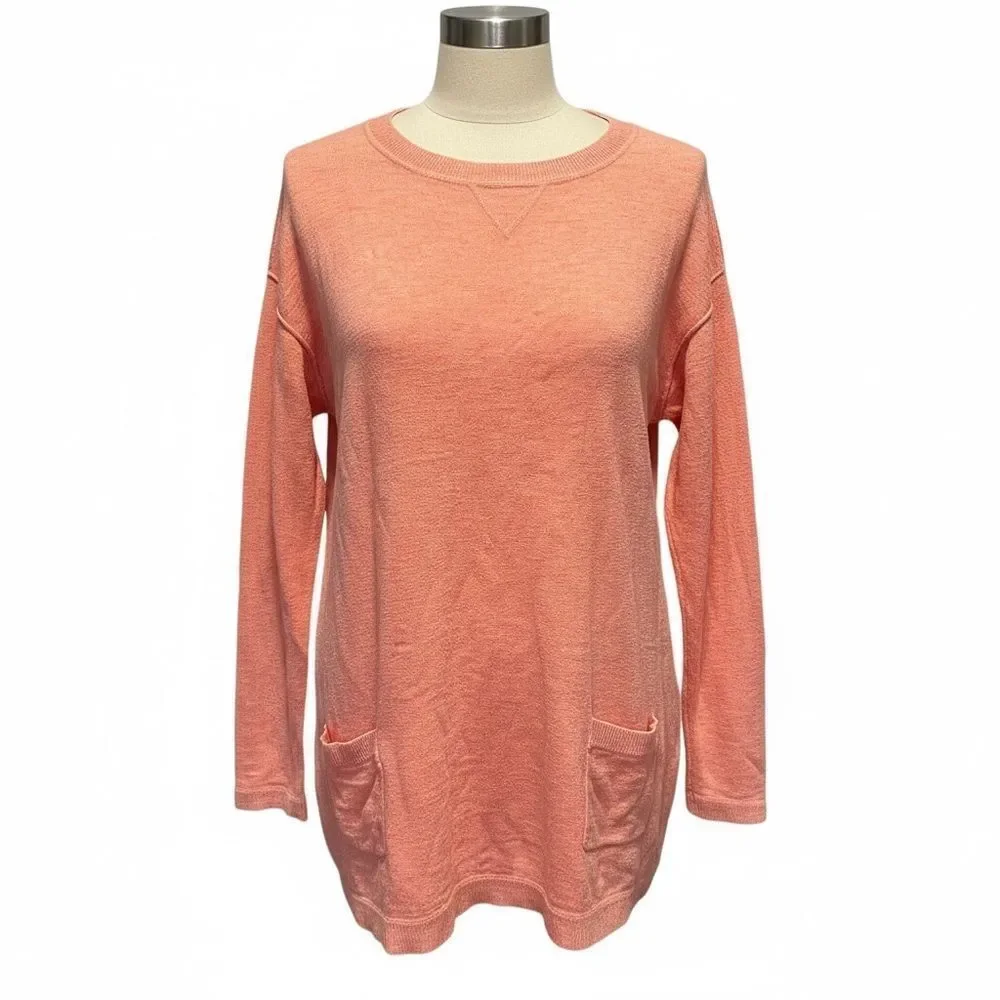 EUC Faded Glory Women’s Orange Coral Long Sleeve Lightweight Sweater - Size XL